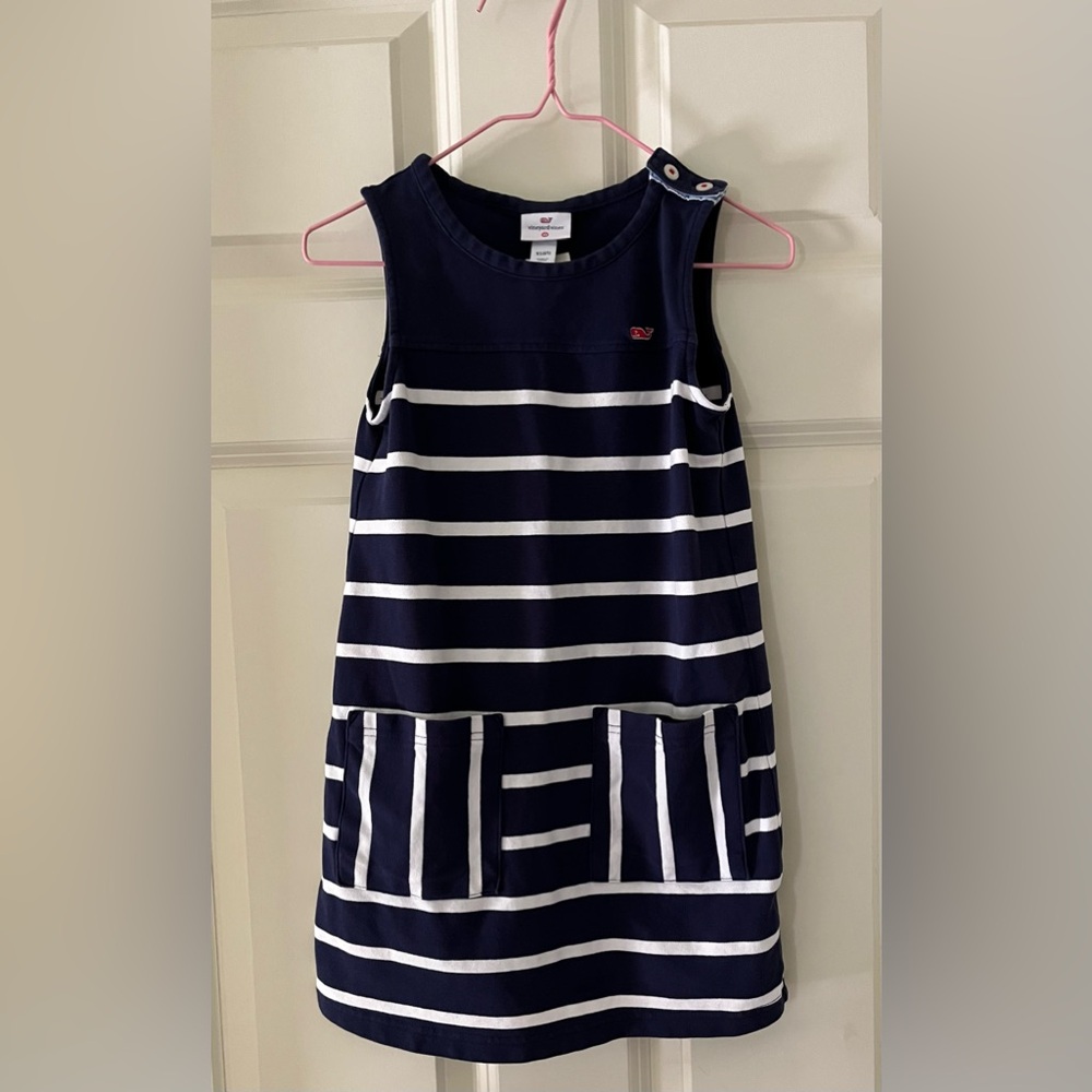 Girl’s Vineyard Vines for Target sleeveless dress with pockets, Blue & white-XS